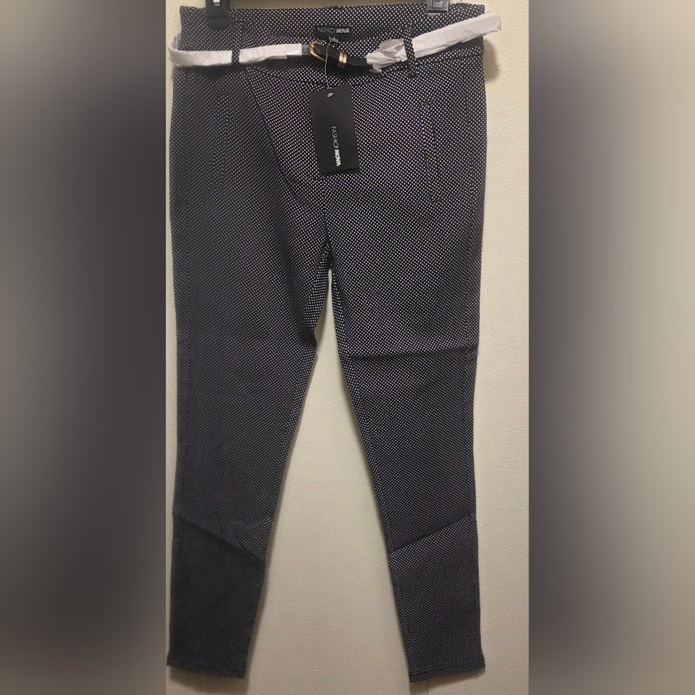 Fashion Nova Black and White Patterned Trousers